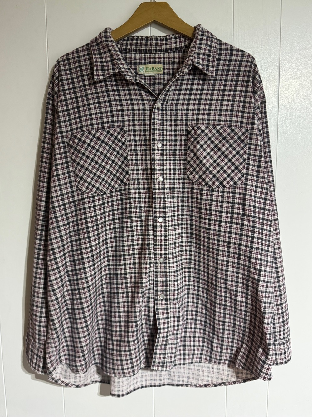 Vintage Haband Red and Black Flannel Shirt Pearl Snaps Grunge Style